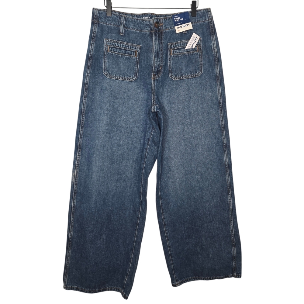 Old Navy Womens High Waisted Baggy Wide Leg Denim Jeans Size 10 - Picture 2 of 12